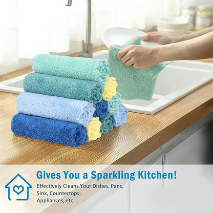AIDEA Kitchen Towels, 20 Pack Absorbent Dish Towels, Coral Fleece Reusable Dish Cloths, Microfiber Cleaning Cloths, 11" x11"