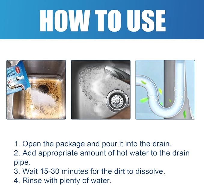 Drain Clog Remover 6 Packs Fast Acting Drain Cleaner Powders for Kitchen Sink Bathroom Shower Bathtub Powerful Pipe Unclogger Clears Hair Grease Safe for Pipes 2025