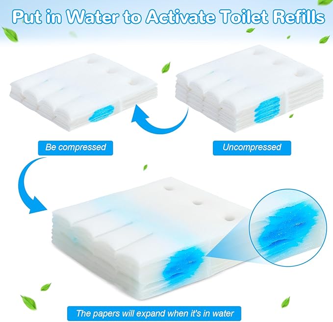 36 Refills Disposable Toilet Bowl Paper Bulk Toilet Fresh Flushable Refills for Bathroom Toilet Brush Accessories Supplies Starter Kit