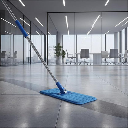 Microfiber Replacement Mop Pad, 18" x 6" Wet & Dry Home & Commercial Cleaning Refills, Reusable Floor Mop Pads (6 Pack) Blue