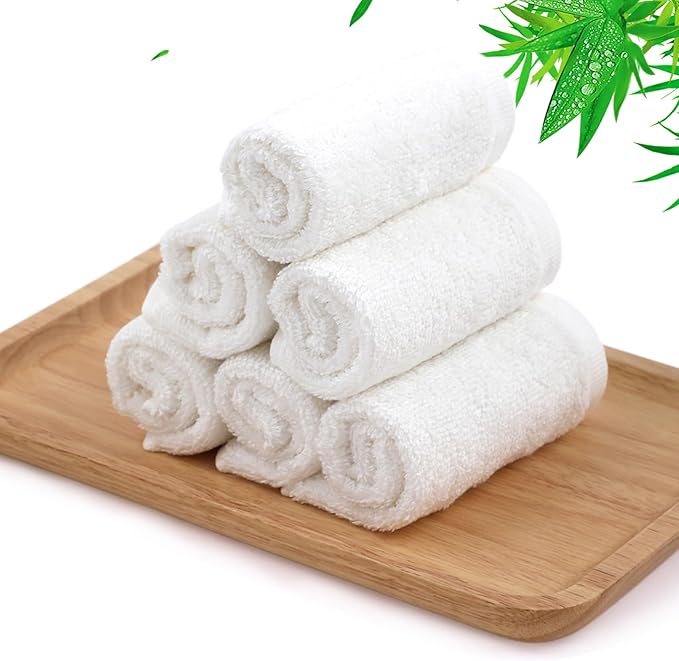 Dish Cloths 6 Pack, 10x14 inch Small Kitchen Washcloths for Washing Dishes, Lint Free Fast Dry Reusable Cleaning Cloth, Ultra Soft & Scratch Free Terry Dish Rag, Easy to Rinse White Dishcloths