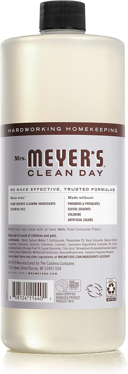 MRS. MEYER'S CLEAN DAY Multi-Surface Cleaner Concentrate, Use to Clean Floors, Tile, Counters, Lavender, 32 fl. oz (Pack of 2)