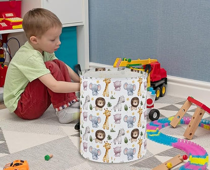 Kids Laundry Basket Animal Hamper for Nursery Boy and Girl Cute Kids Toys Storage Bin Organizer Room Decor for Home(Zoo)