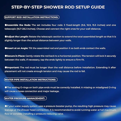 DEVA FRONSA Dual Shower Head for Couples, Double Shower System for Two People, 6+3 Adjustable Spray Modes-High Pressure Tandem Showerhead with 31.5~80.7" Extendable Rod / 78.7" Long Hose, Easy Install