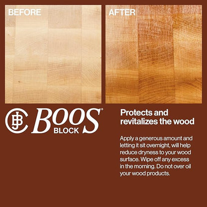John Boos All-Natural Mystery Oil, Revitalizing Wood Conditioner, 16 oz - Food-Grade Mineral Oil for Butcher Blocks, Cutting Boards, Countertops and Wooden Culinary Utensils