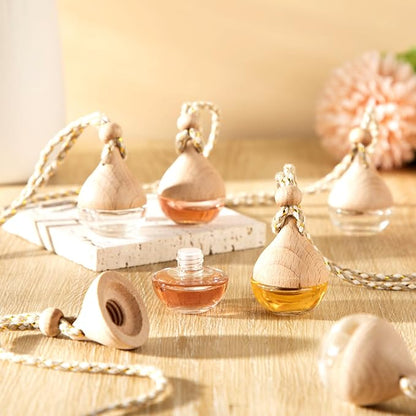 BBTO 50 Pcs Hanging Car Air Freshener Car Diffuser Bottles Empty Glass Perfume Bottle Freshener Diffuser Bottle Pendant for Essential Oil Fragrance Aromatherapy Ornament(Water Drop)