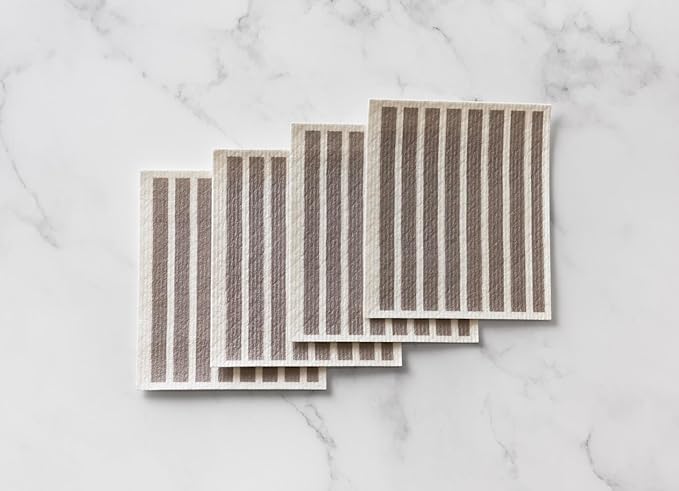 Martha Stewart Swedish Kitchen Absorbent Sponge Dish Cloths, Polka Dot, Stripes, and Gingham Assorted Prints, 12 Count