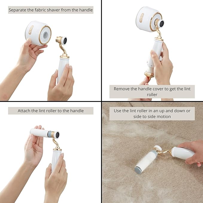 SALAV IS-900A Retro Handheld Garment Steamer + Iron, Ceramic Steam Plate, 1000 watts of Steam, Removes Wrinkles on Clothes (Steamer and Iron + Fabric Shaver and Lint Roller, Pearl)