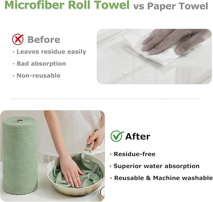 Jessy Home 80 Pack Microfiber Cleaning Cloth Roll Reusable Paper Towels 12"x12" Tear Away Cloth, Microfiber Towels for Cars, Wash Cloths, Lint Free Rags for House, Kitchen,Window,Cleaning Supplies