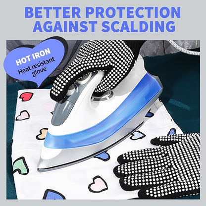 Teenitor 2 Pcs Heat Resistant Gloves With Silicone Bumps, Heat Resistant Gloves For Sublimation, Heat Protection For Hair Styling White