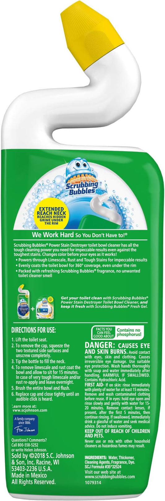 Scrubbing Bubbles Extra Power Toilet Bowl Cleaner, Citrus, 1 Squeeze Bottle, 24 oz