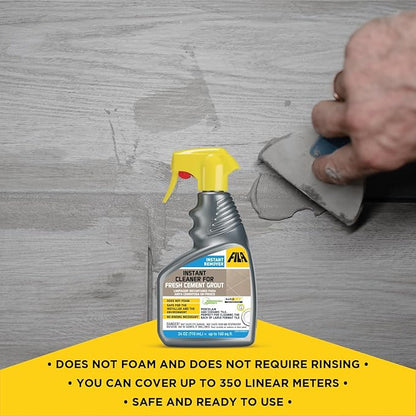 FILA Surface Care Solutions, INSTANT REMOVER, Spray for Grout Haze Clean Up Simultaneously with Installation, Tile and Grout Cleaner, Fast and Effective on Cement Grout, Ready to Use, 24oz