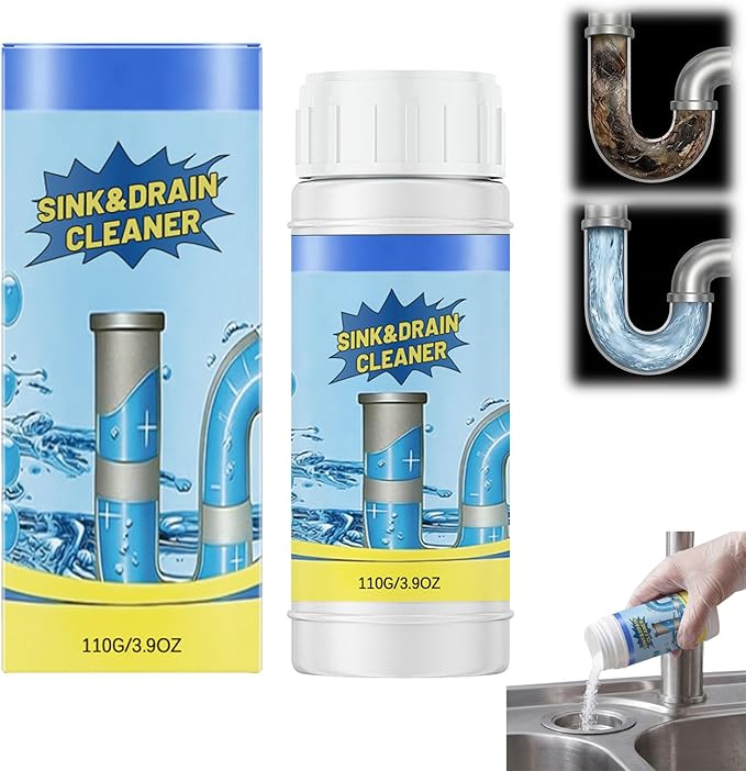 2PCS Sink and Drain Cleaner Powder for Kitchen and Bathroom Sinks Shower Tub - Drain Clog Remover Unclogging Cleaner for Daily Cleaning (2)