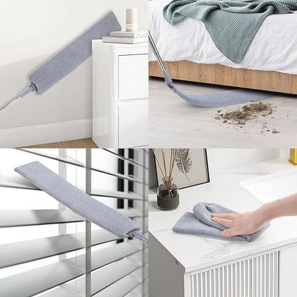 Retractable Gap Dust Cleaner with 3 Microfiber Dusting Cloths & 30-100 inch Extendable Long Handle, Retractable Duster Brush for Cleaning Under Appliances Sofa Couch Bed Refrigerator Furniture