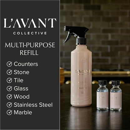 L'AVANT Collective Multipurpose Surface Cleaner Refill (Pack 3) | Provides a Powerful Clean to Remove Grease & Grime | Notes of Bergamot, Orange Blossom, Amber, Cedar | Blushed Bergamot Scent 3 x 1oz