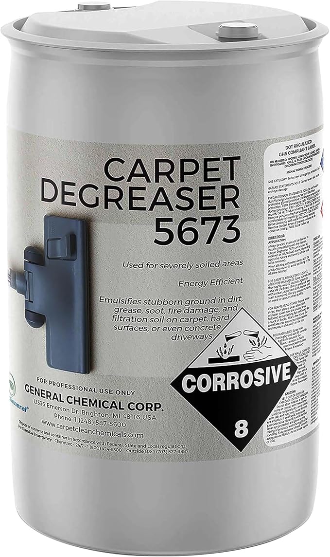 Professional Carpet Degreaser - Heavy Duty Spot Cleaning Liquid - Ultimate Clean Product for Carpet, Car Upholstery, Stain Removal - Superior Cleaning for Spotless Rug, 55 Gallon Drum