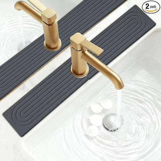 Stone Faucet Mat for Kitchen Sink Trays Diatomite Quick Dry Around Faucet Mats Water Absorbent Stone Drying Mat for Kitchen Counter Tray for Bathroom Sink Protector Splash Guard