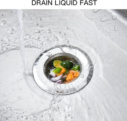CORNERJOY 4 Pack Heavy Duty Stainless Steel Kitchen Sink Drain Strainer, Bathroom Hair Catcher Shower Drain Cover, Sink Tub Drain Stopper, Wash Basin Floor Drain, 2.1 to 4.5 Inch Diameter Rim