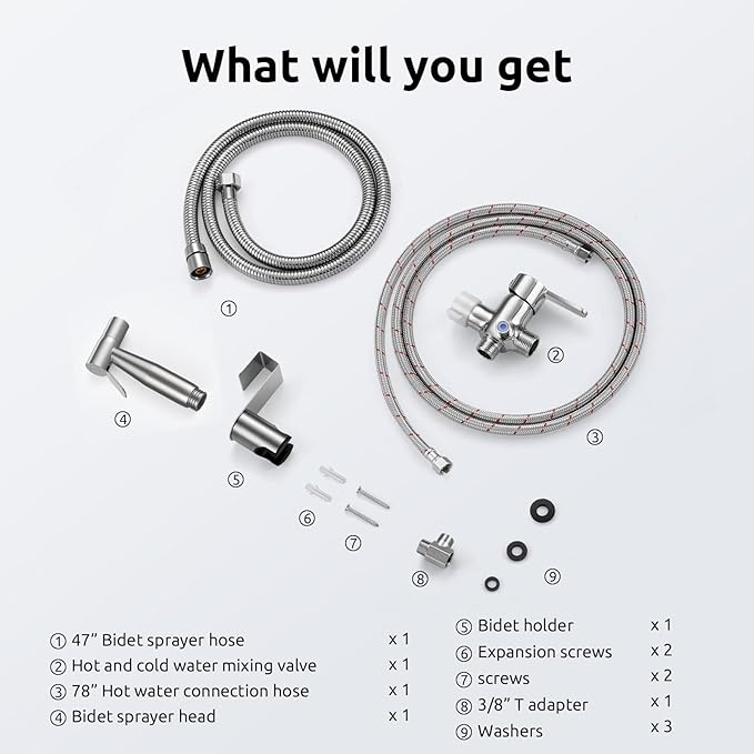 Hot and Cold Bidet Sprayer for Toilet, BRITULIF Bidet Attachment for Warm Water, Bidet with Warm Water Muslim Shower, Ideal for Feminine Hygiene, Pet Cleaning, Cloth Diapers, and Elderly Care