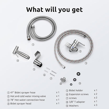 Hot and Cold Bidet Sprayer for Toilet, BRITULIF Bidet Attachment for Warm Water, Bidet with Warm Water Muslim Shower, Ideal for Feminine Hygiene, Pet Cleaning, Cloth Diapers, and Elderly Care