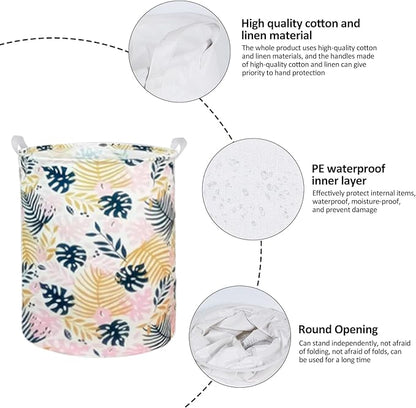 Collapsible Laundry Basket in Bedroom Waterproof Laundry Hamper in Bathroom Large Laundry Bag in College Dormitory Cloakroom Livingroom Nursery Organizer Toy Bin Golden leaf-0101