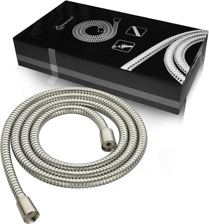 BRIGHT SHOWERS Shower Hose For Hand Held Shower Heads, 79 Inches Cord Extra Long Stainless Steel Hand Shower Hose, Ultra-Flexible Replacement Part with Brass Insert, Brushed Nickel