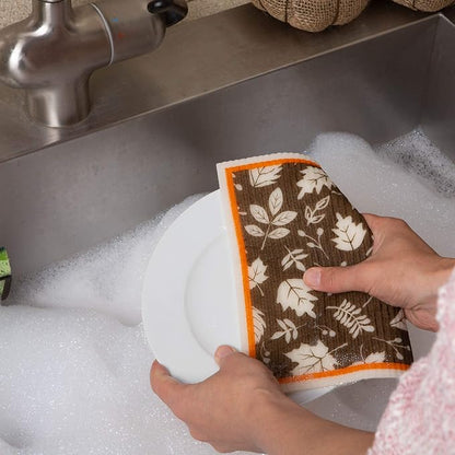 DII Swedish Dishcloths for Kitchen & Cleaning, Reusable, Machine Washable & Dishwasher Safe, Biodegradable, 7.75 x 6.75, It's Fall Y'all, 3 Piece