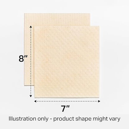 Swedish Wholesale Dishcloths Reusable 8" x 7" Sponge Cloths, Bulk 10 Pack of High Absorbent Cellulose Dish & Kitchen Cleaning Hand Towels, Wring to Dry & Machine Wash, Odor Resistant, Seafoam