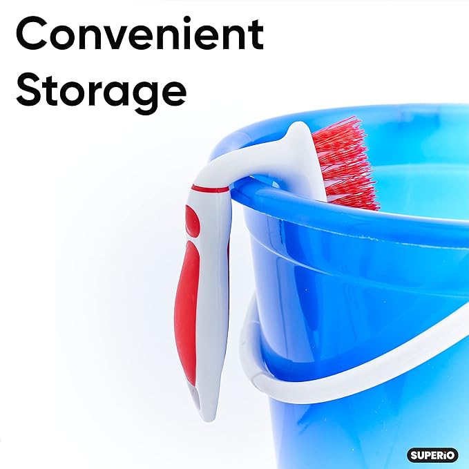 Superio Grout Brush, Dish Brush, Shower Scrubber Cleaning Brush, Stiff Bristles, Comfort Grip Handle,Red Brush Cleaner for Kitchen, Bathroom, Shower, Sink, Toilet- Vegatable Brush, Carpet Scrubber