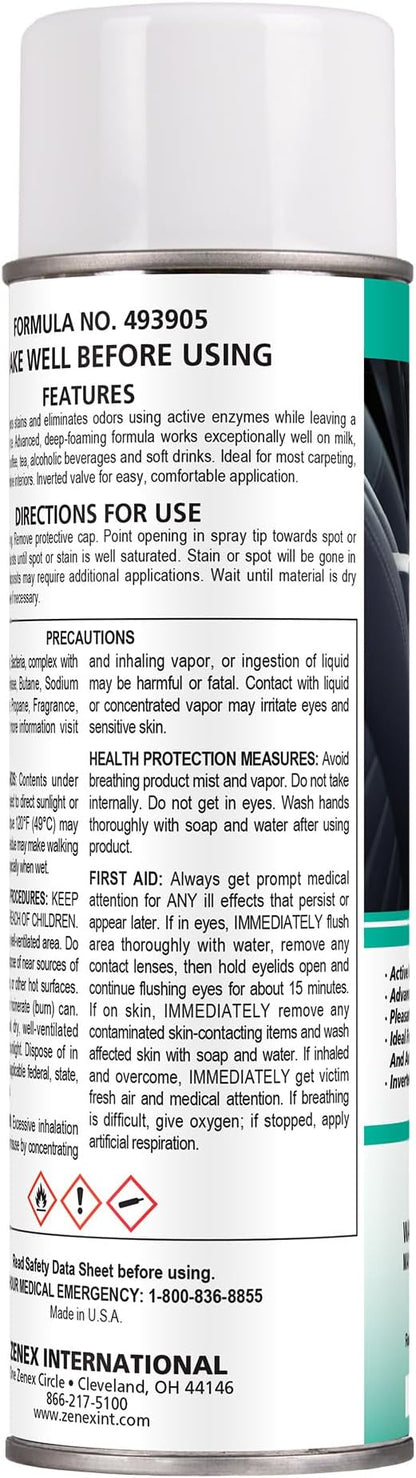 Zenex ZenaZyme Active Enzyme Carpet & Upholstery Cleaner - Professional-grade Stain Remover | Deep Foaming Formula for Carpets, Upholstery, & Interiors | Fresh Scent | 20 oz (2 Pack)