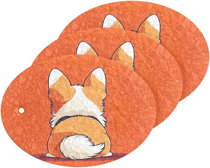 Corgi Dog Kitchen Scrub Sponges, Pop-up Kitchen Cleaning Sponges Reusable Dish Washing Sponges for Bathroom Household Cleaning 3 Pack - Non Scratch Scrubber
