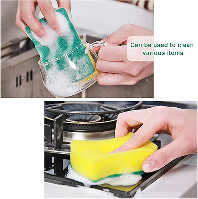 Kitchen Cleaning Sponges, Cleaning Sponges in Bulk, Non Scratch Dishwashing Sponges Scouring Pad Odor-Free Scrubbing Dish Sponge Suitable for Washing Dishes, Travel Apartments - 600 Pack