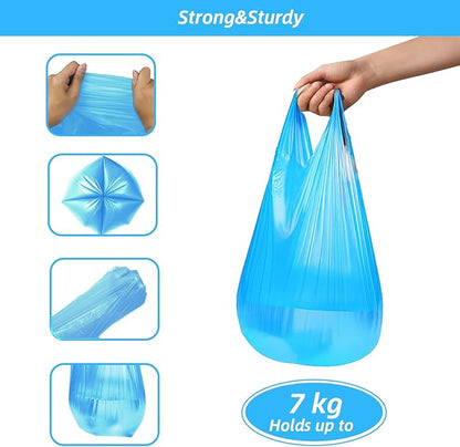 MakMeFre 5Rolls 4Gallon Portable Trash Bags,Thicken Small Garbage Bags for Office,Bedroom,Kitchen Waste Bin(150Counts,Blue)