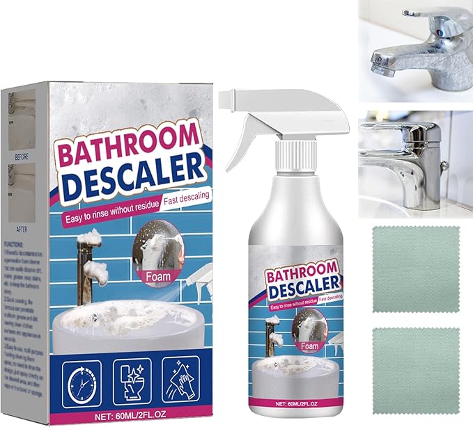 Bathroom Descaler Foam Cleaner Spray, Soap Scum Remover for Shower, Tub Cleaner Heavy Duty, Foam Toilet Bowl Cleaners, Multipurpose Stubborn Stains Cleaners, for Faucet Glass Sink Toilet Bathtub (1)
