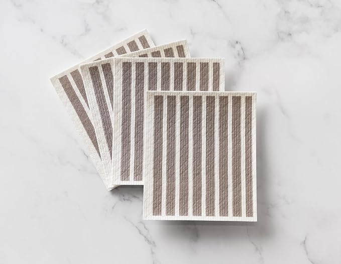Martha Stewart Swedish Kitchen Absorbent Sponge Dish Cloths, Stripes, 8 Count