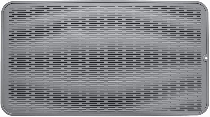 MicoYang Silicone Dish Drying Mat for Multiple Usage,Easy clean,Eco-friendly,Heat-resistant Silicone Mat for Kitchen Counter or Sink,Refrigerator or Drawer Liner Grey 4XL 32 inches x 18 inches