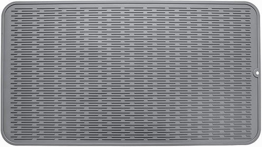 MicoYang Silicone Dish Drying Mat for Multiple Usage,Easy clean,Eco-friendly,Heat-resistant Silicone Mat for Kitchen Counter or Sink,Refrigerator or Drawer Liner Grey 4XL 32 inches x 18 inches