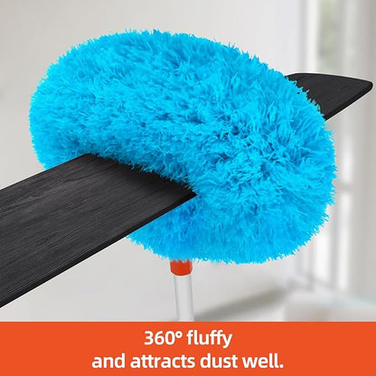 Baseboard Cleaner Tool with Handle, Extendable Long Handle Baseboard Cleaning Duster with Reusable Pads for Floorboard, Ceiling Fan Blade Cleaner Duster (Blue)