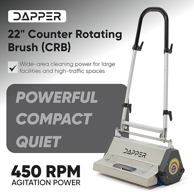 22" Counter-Rotating Brush (CRB) Commercial Carpet & Hard Floor Cleaning Machine – 450 RPM, Quiet 53 dBA, Durable 60 lb Wide-Area Scrubber – Ideal for Banquet Halls, Event Centers & Large Facilities