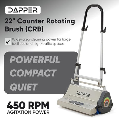 22" Counter-Rotating Brush (CRB) Commercial Carpet & Hard Floor Cleaning Machine – 450 RPM, Quiet 53 dBA, Durable 60 lb Wide-Area Scrubber – Ideal for Banquet Halls, Event Centers & Large Facilities
