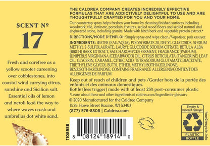 Caldrea Multi-surface Countertop Spray Cleaner, Made with Vegetable Protein Extract, Sea Salt Neroli Scent, 16 oz, 3 Pack