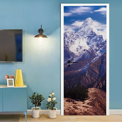 A.Monamour 3D Door Stickers for Interior Doors AMA Dablam in The Everest Region of The Nepal Himalaya Mountain Range Vinyl Waterproof Self Adhesive Door Mural Decals for Bedroom Bathroom 95x215cm