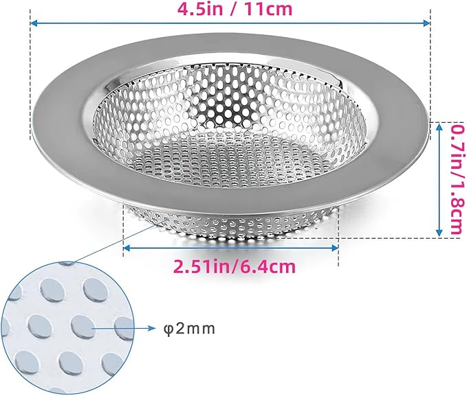 1 Pack Sink Strainer for Most Kitchen Sink Drain Basket, Upgraded Double-Layer Safe Design Kitchen Sink Strainer (Outer Diameter 4.5 Inch)