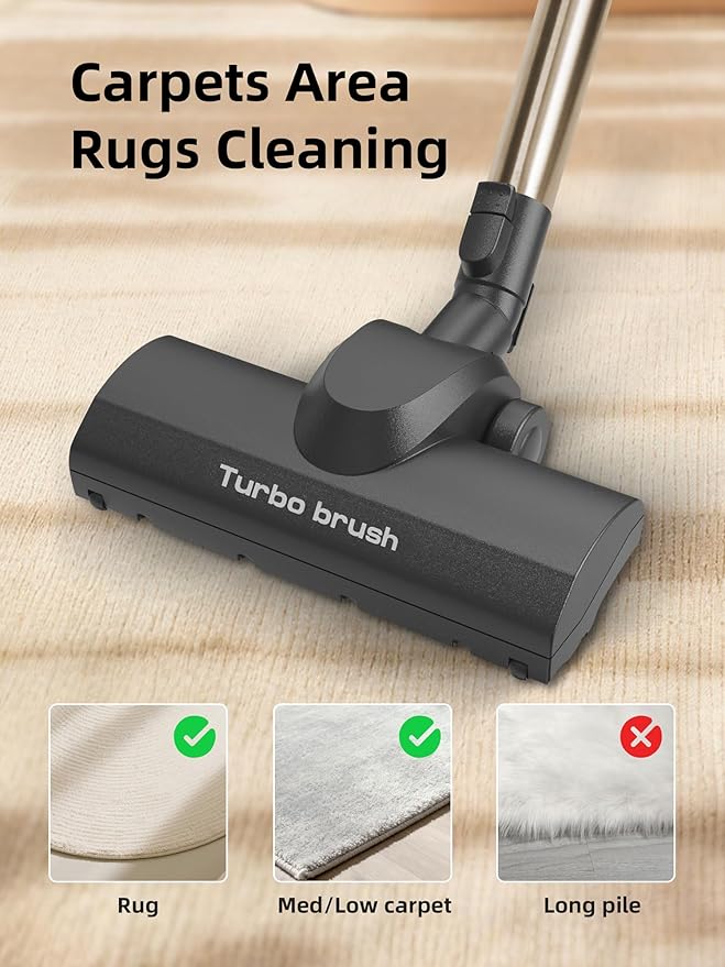 Turbo Brush Vacuum Head Attachment for Miele Vacuums, Black Turbine Floorhead with Roller Bristles for Pet Hair, Carpet, Rug, Hard Floor Cleaning