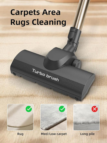 Turbo Brush Vacuum Head Attachment for Miele Vacuums, Black Turbine Floorhead with Roller Bristles for Pet Hair, Carpet, Rug, Hard Floor Cleaning