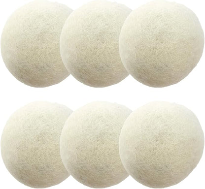 Large Size Organic Fabric Softener Balls, Wool Dryer Balls Laundry Reusable, Reduce Wrinkles & Static Cling, Shortens Drying Time (Pack of 6) (Gray)