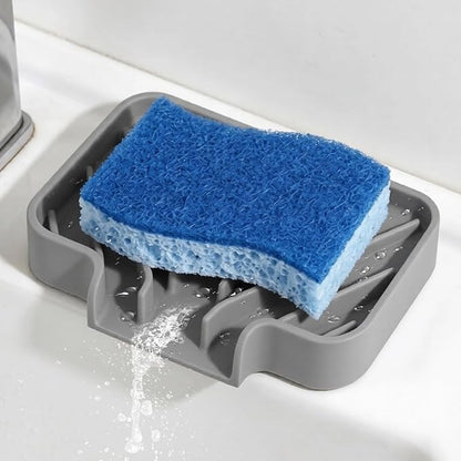 GUUKIN Sponge Holder for Kitchen Sink, Sink Caddy and Soap Tray | 5x3.5 inch Kitchen Sink Organizer | Compatible with Scrub Daddy, Kitchen Sink Accessories (Grey)