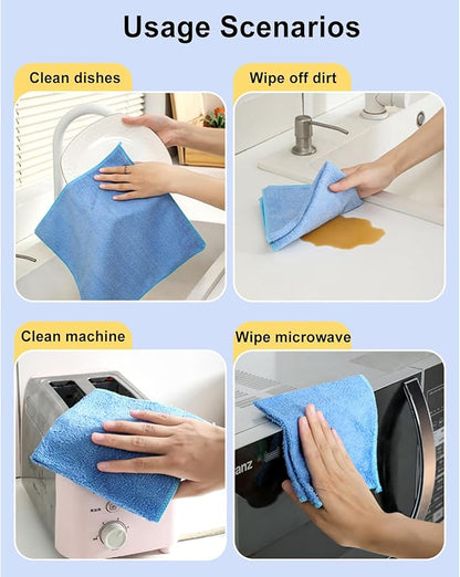 Bamboo Microfiber Cleaning Cloth,8 or 10Pcs Reusable Kitchen Wash Cloths,Wood Towels for Kitchen Window Glass Car (Yellow,10inch, 8pcs)