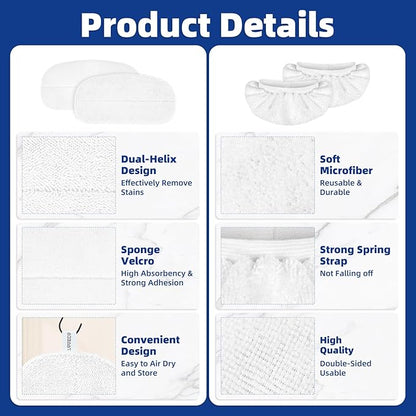 LOVECO 4 Pack Steam Mop Pads + 4 Microfiber Small Cloths Compatible with KGHKGH & Sprobil & Rvwsx Steam Mop Steam Cleaner, Washable Steam Mop Replacement Pads for Scratchfree Floor Cleaning