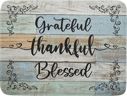 Rustic Wood Dish Drying Mat 18x24 Inch Grateful Thankful Blessed Kitchen Drainer Mats Absorbent Microfiber Rack Holder Countertop Pad